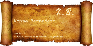 Kopsa Bernadett névjegykártya